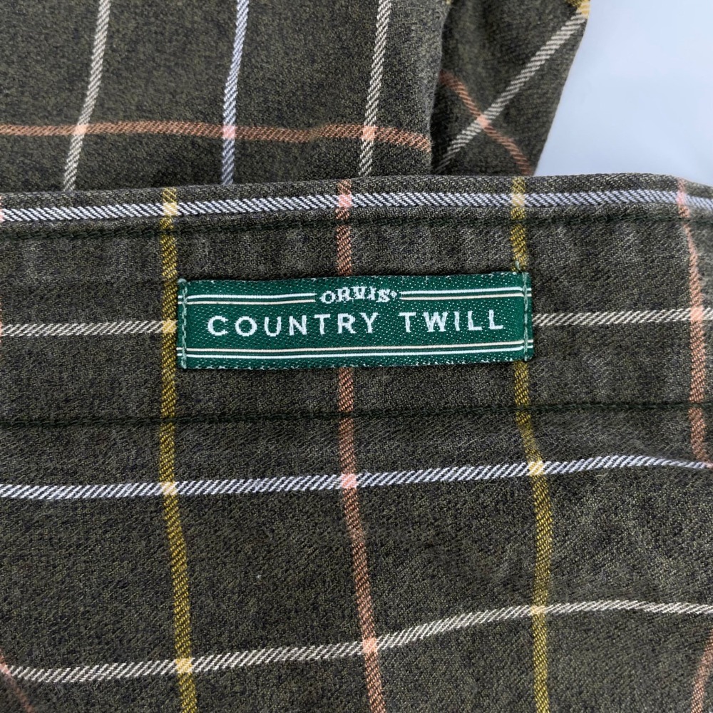 Orvis Country Twill Shirt Men's XL Olive Green Plaid Cotton Button Down LS - Picture 6 of 11
